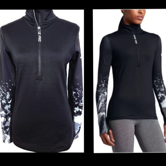 Medium Nike Pro Dri-Fit Hyperwarm Half-Zip Stretch Pullover - Picture 1 of 3